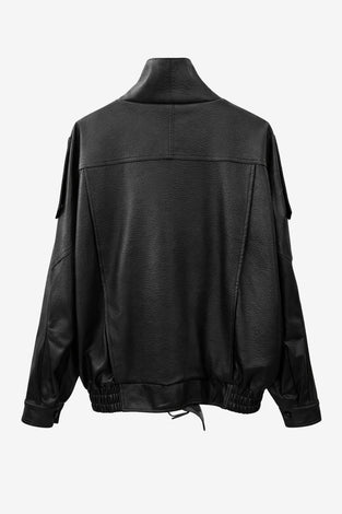 Bo eco leather oversized jacket | Black