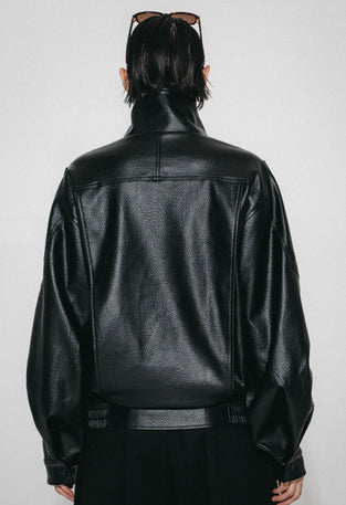 Bo eco leather oversized jacket | Black