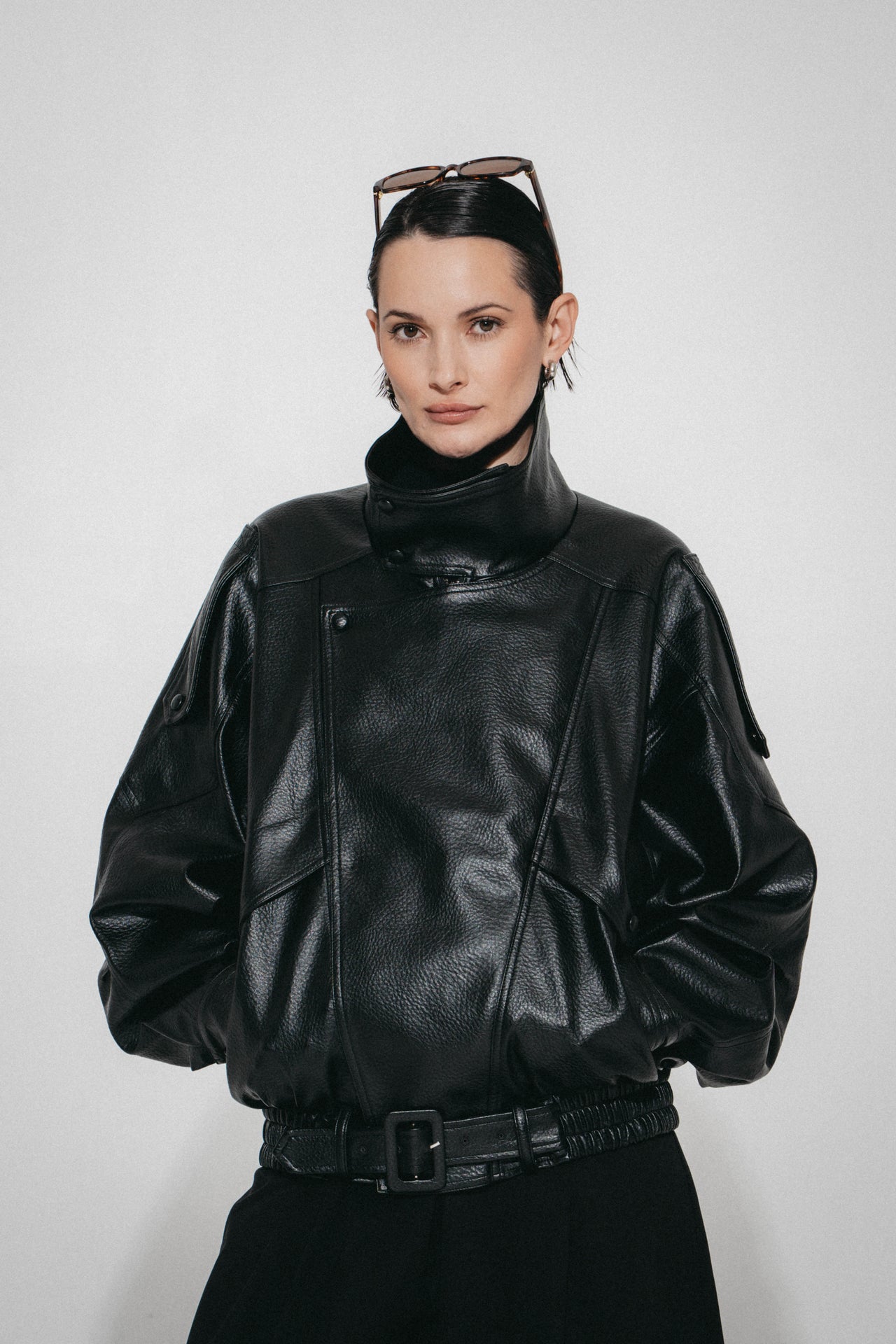 Bo eco leather oversized jacket | Black