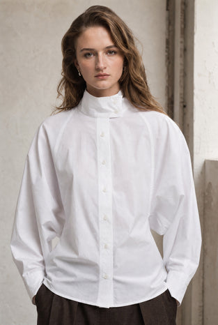 Bree cotton poplin blouse | White