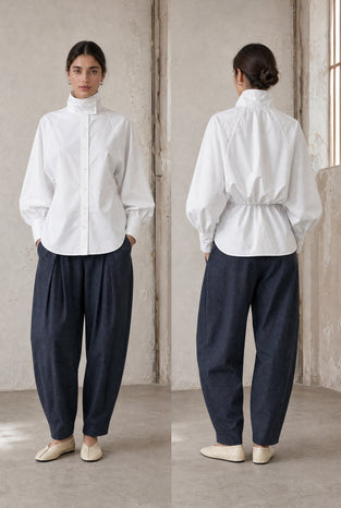 Bree cotton poplin blouse | White