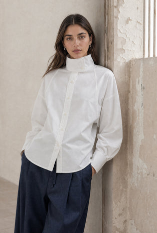 Bree cotton poplin blouse | White
