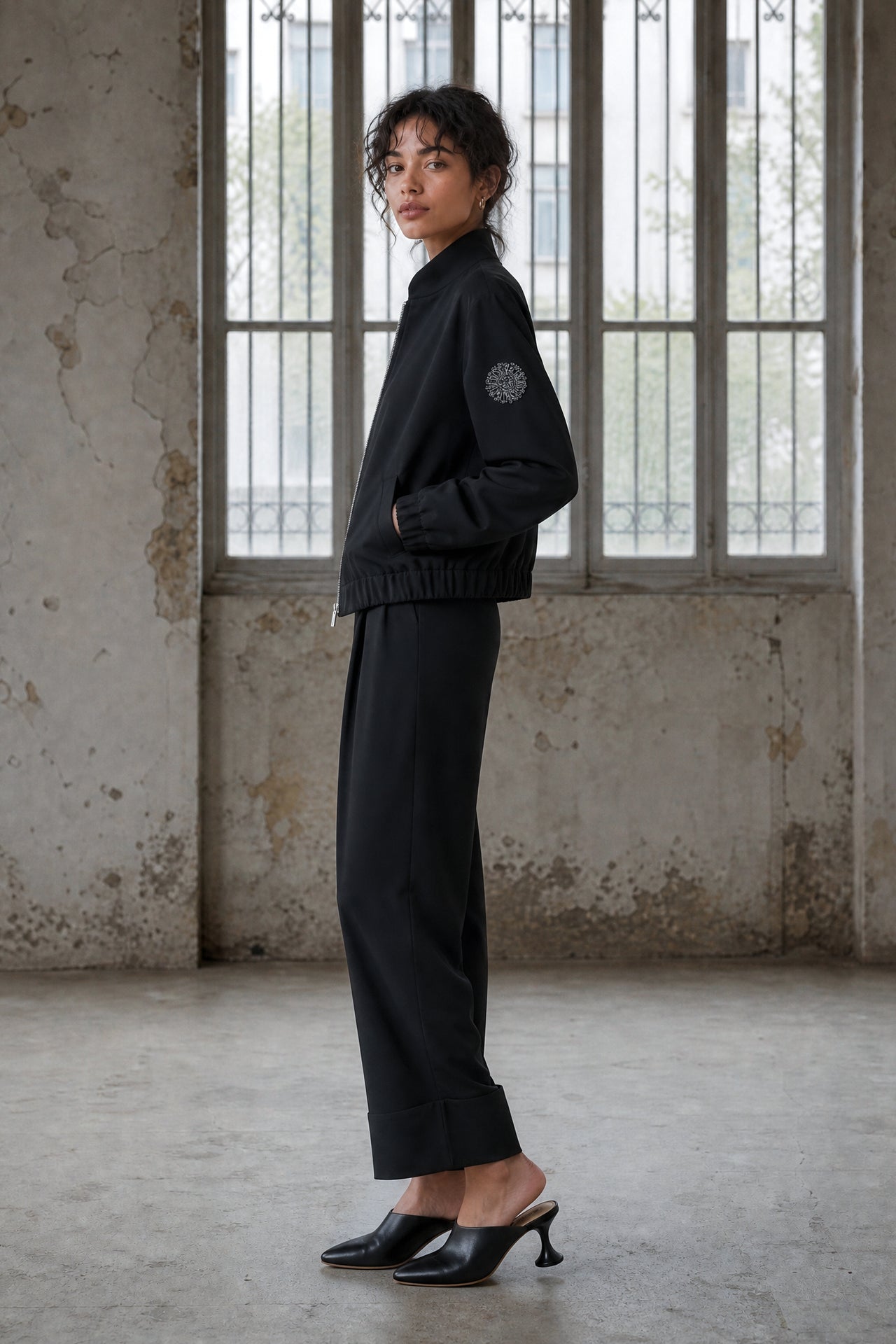 Brenzone Viscose zipper bomber | Black