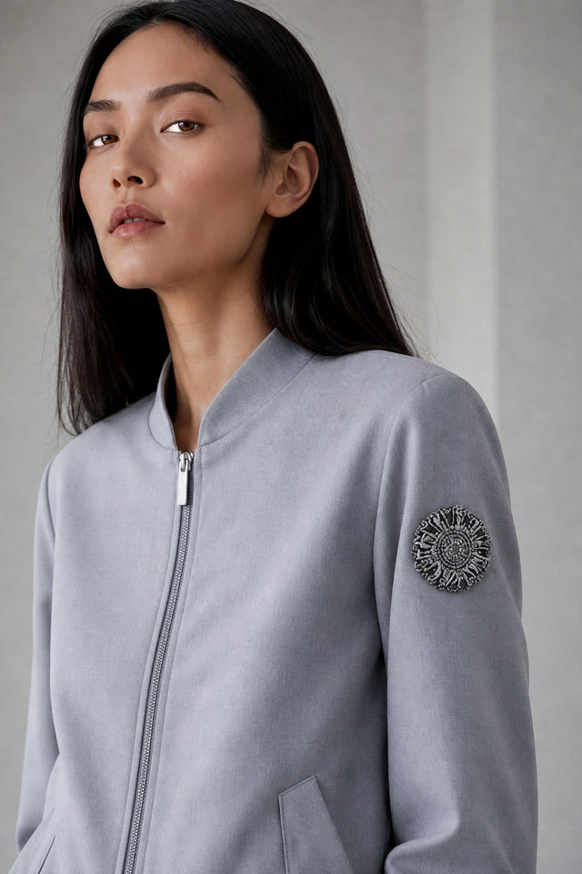 Brenzone Viscose zipper bomber | Grigio