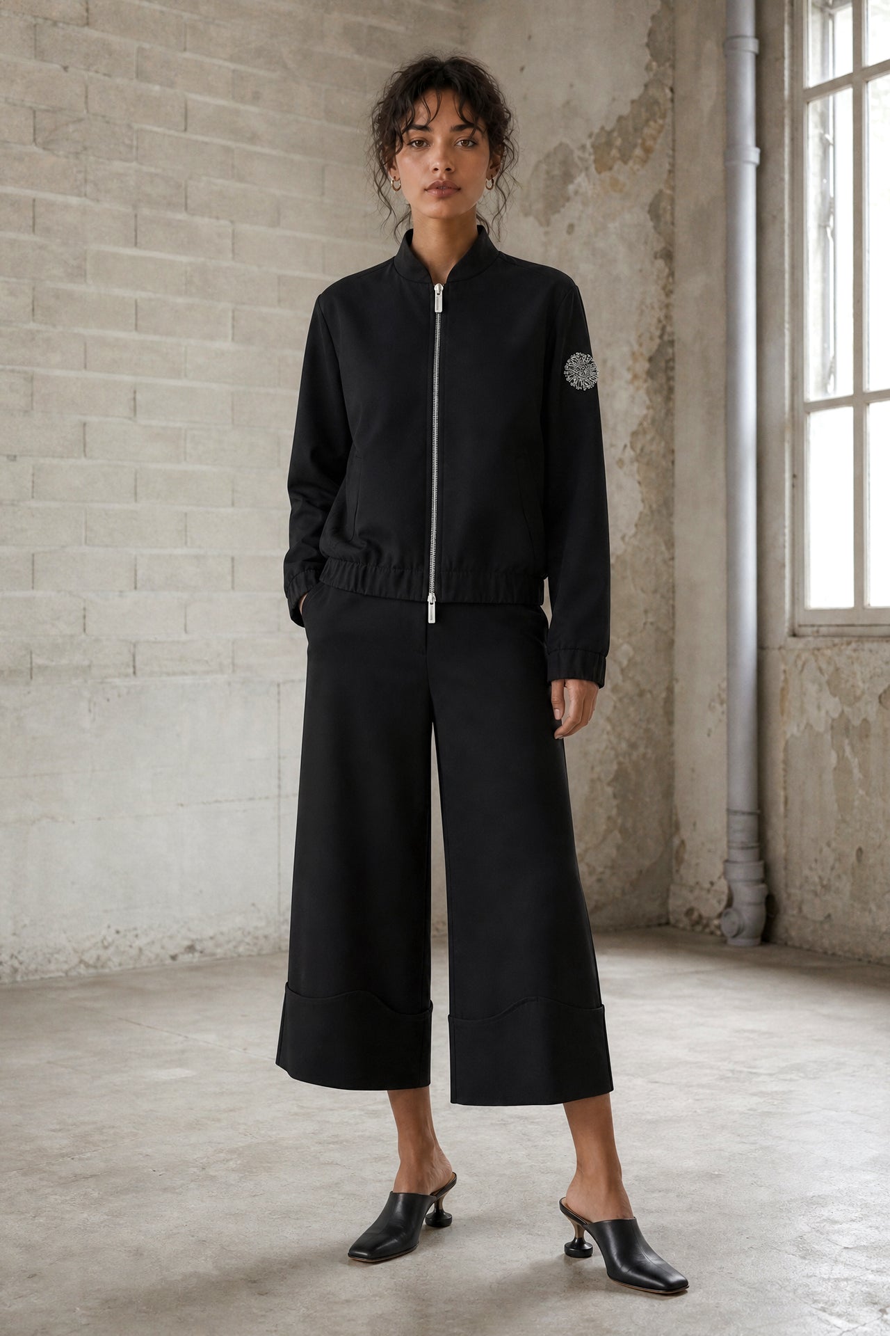 Brenzone Viscose zipper bomber | Black
