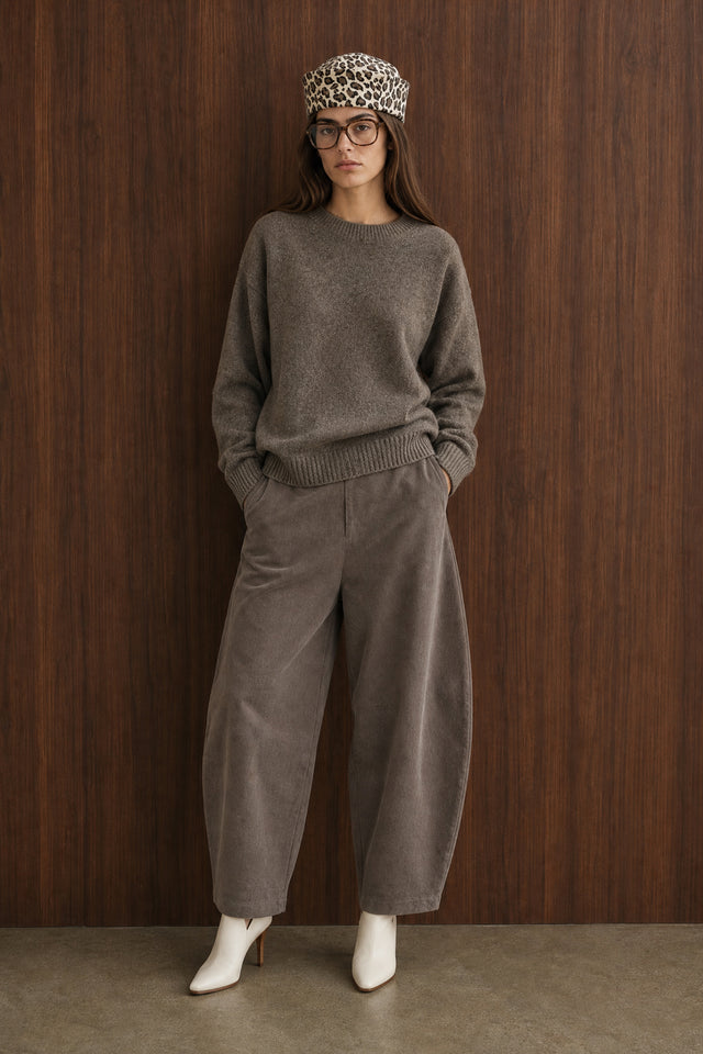 Velvety wool blend pullover | Toupe