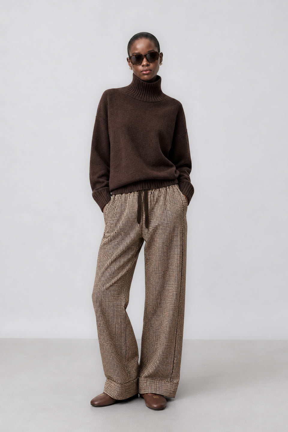 Cashmir wool polo pullover W1165 | Brown