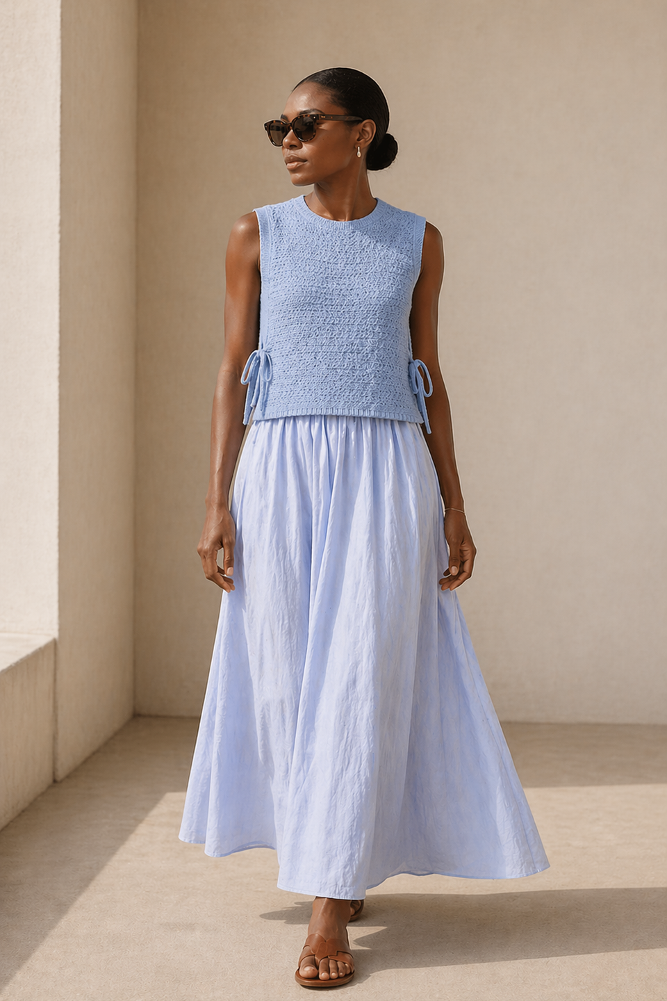 Open cotton Vest 2017 | Light Blue