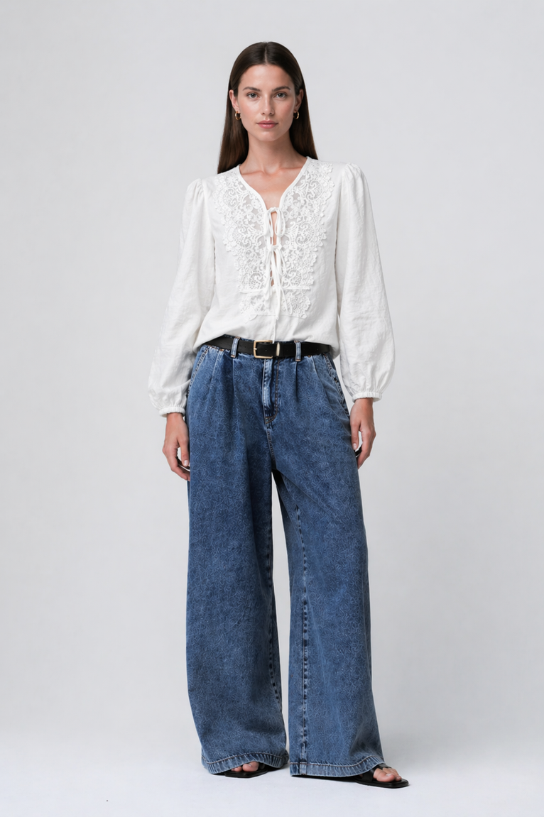 Bony viscose lace blouse | Clound Dancer 2