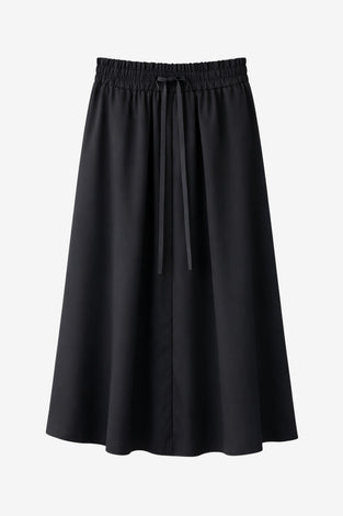 Poplin long skirt | Black