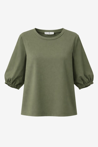 Pamela jersay/tafeta mix blouse | Army