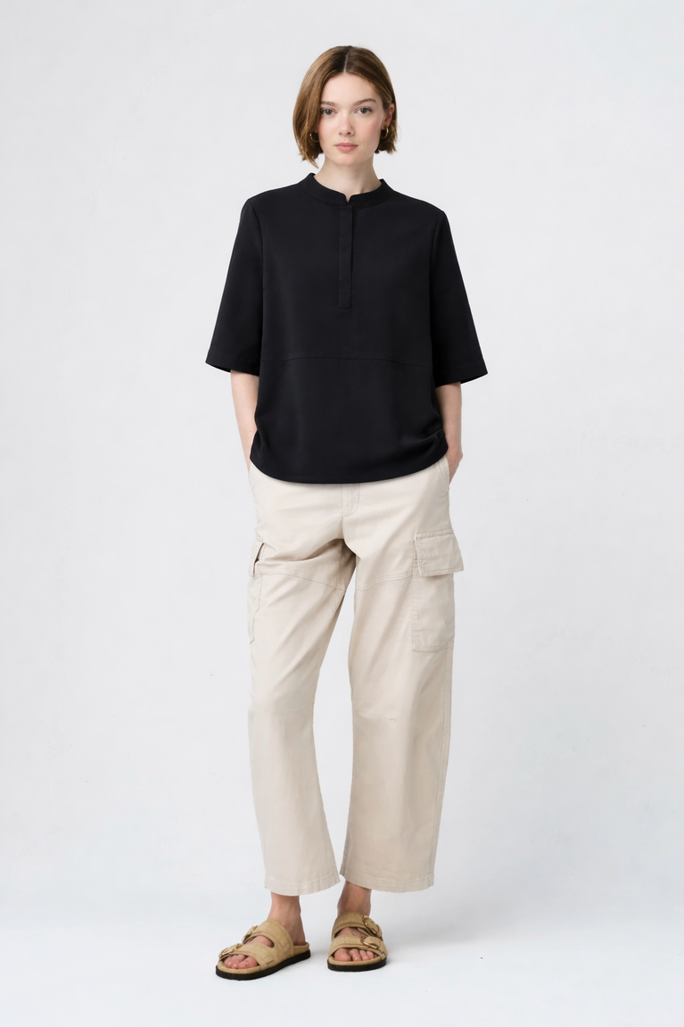 Damiana strech technical jersey top | Black