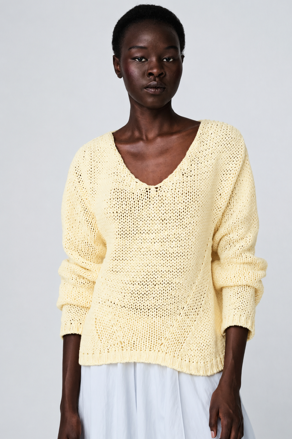 Fancy cotton Pullover E20197S | Pastel Yellow