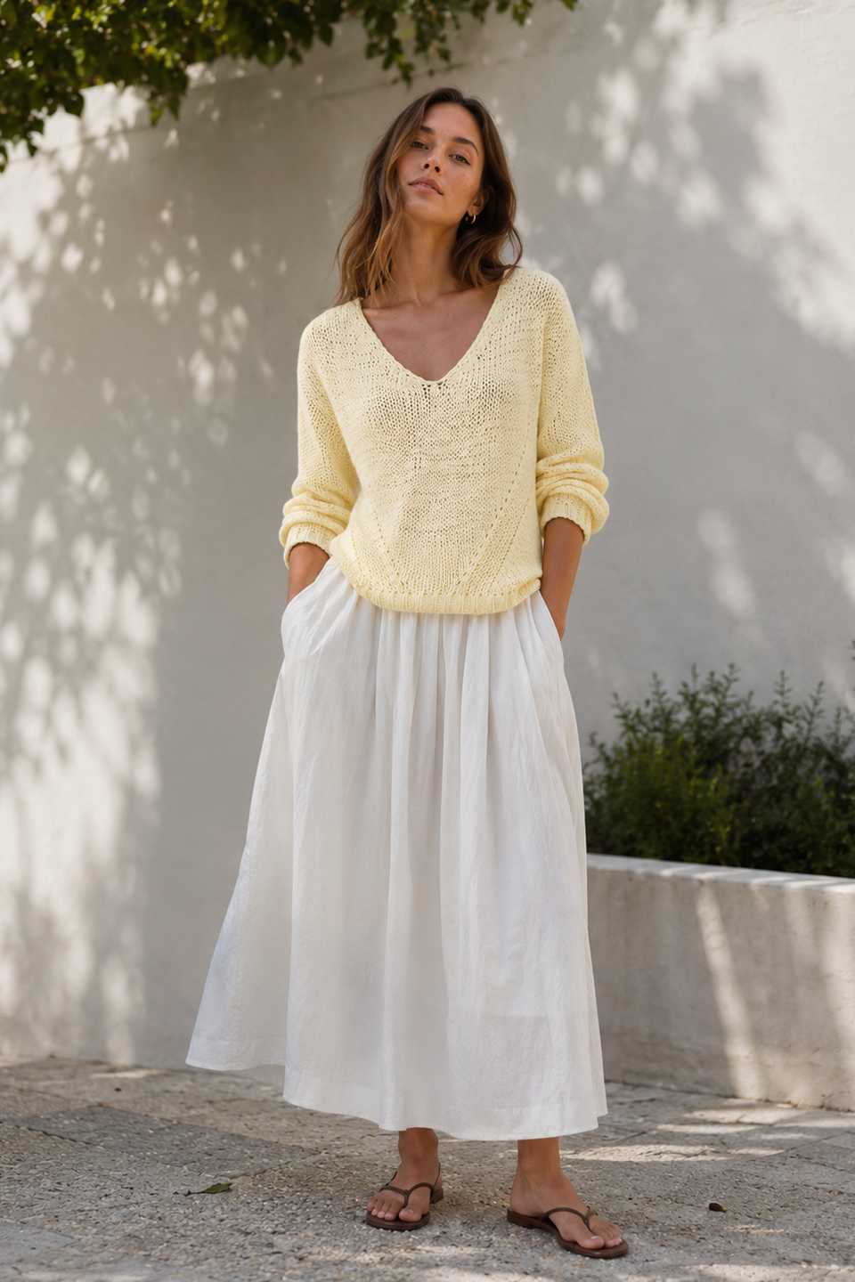 Fancy cotton Pullover E20197S | Pastel Yellow