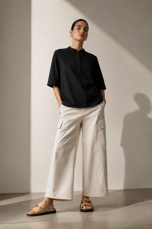 Damiana strech technical jersey top | Black