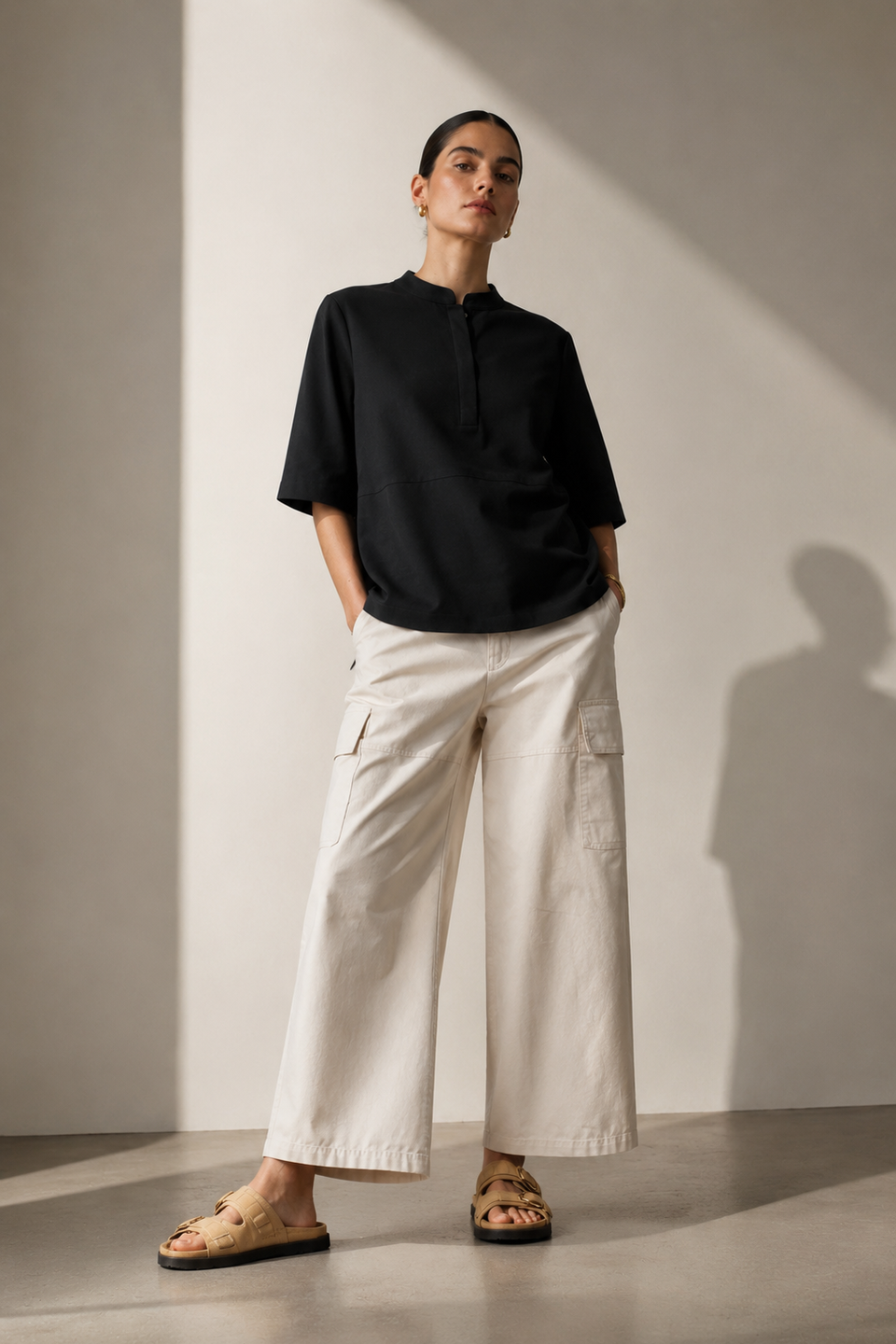 Damiana stretch technical jersey top | Black