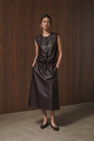 Clare eco leather vest | Dark Brown