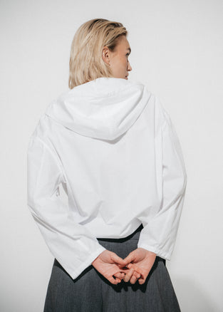 Clio hoodie zipper blouse | White