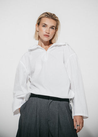 Clio hoodie zipper blouse | White