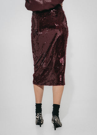 Dalia sequins uni skirt | Bordo
