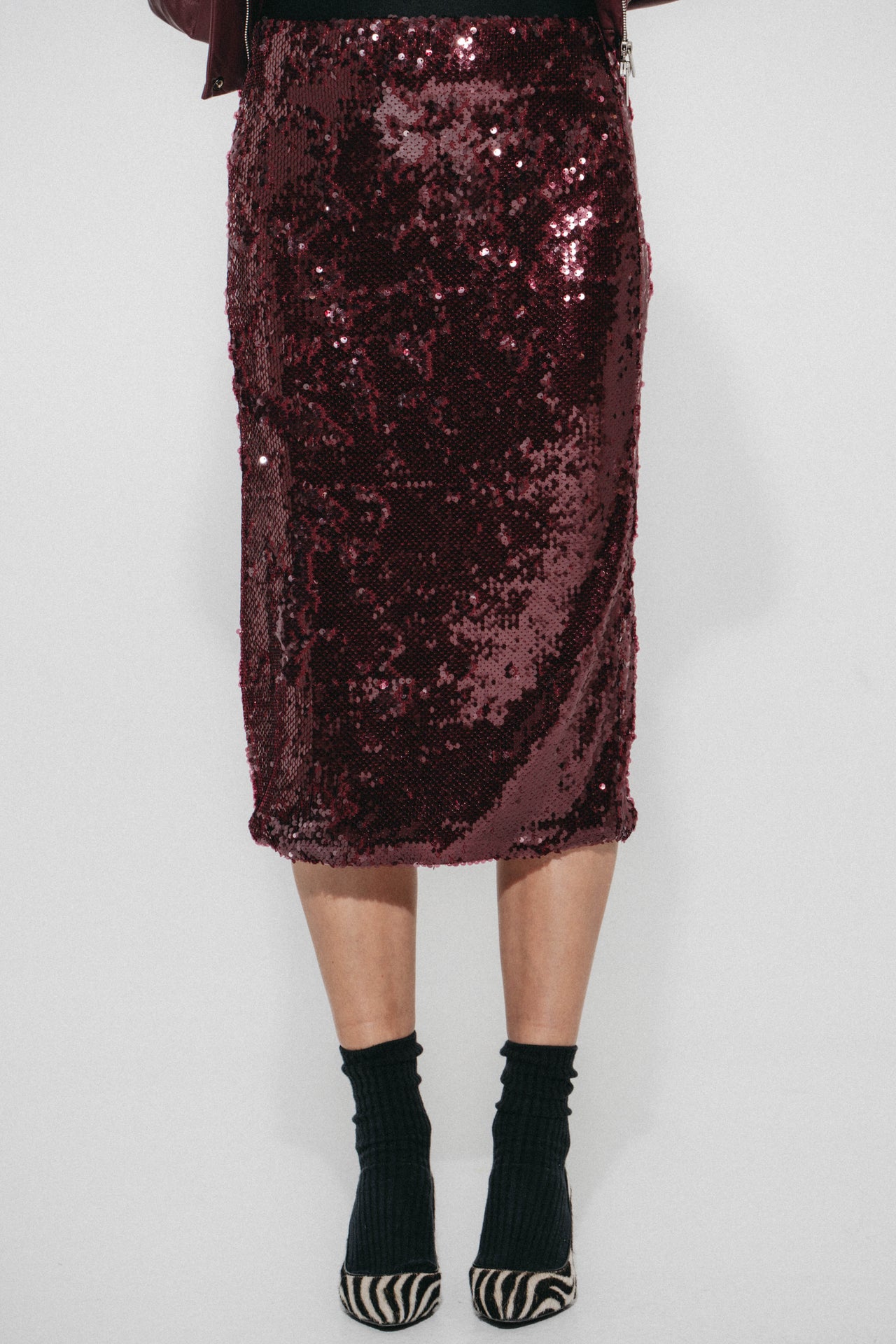 Dalia sequins uni skirt | Bordo