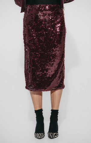 Dalia sequins uni skirt | Bordo