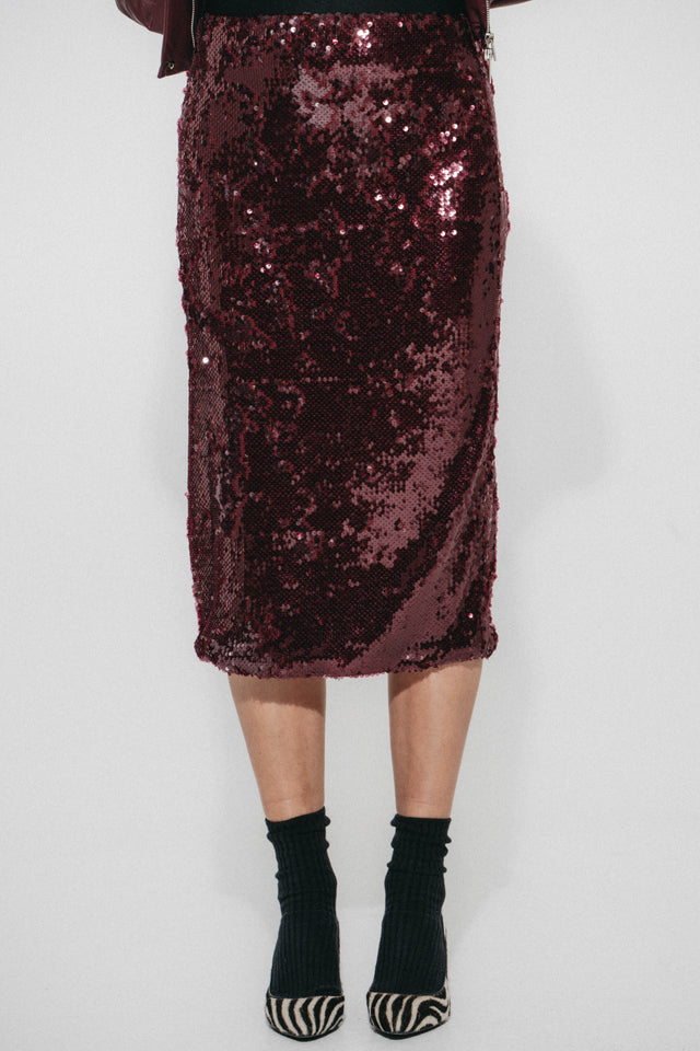 Dalia sequins uni skirt | Bordo