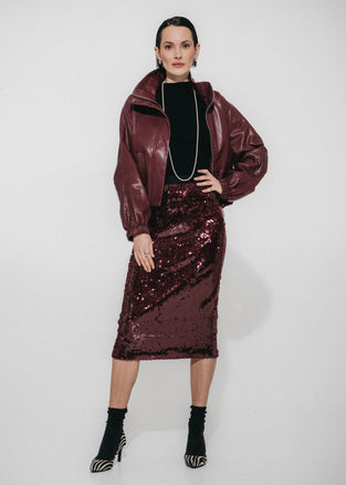 Dalia sequins uni skirt | Bordo