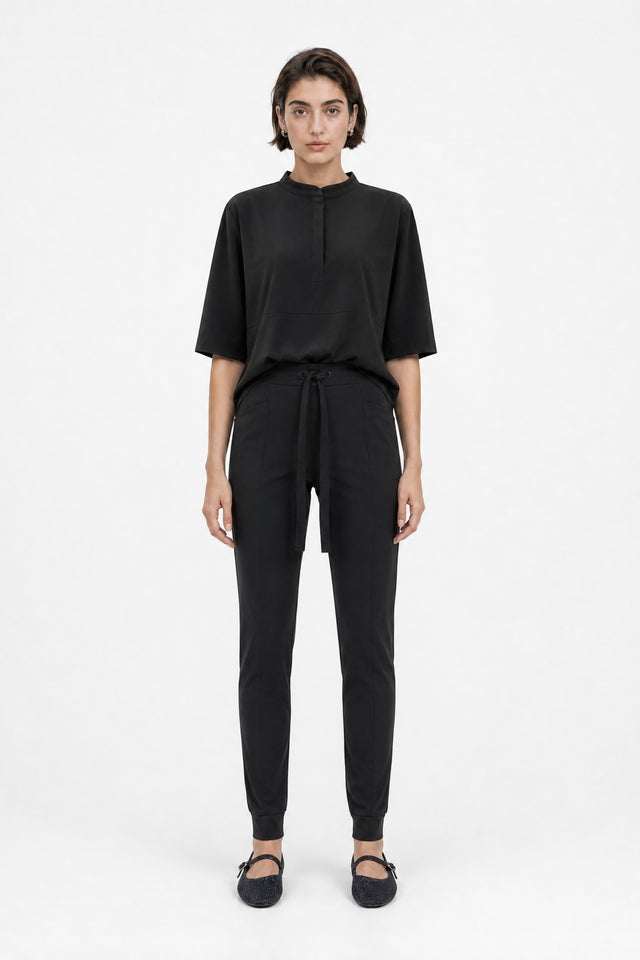 Damiana stretch technical jersey top | Black
