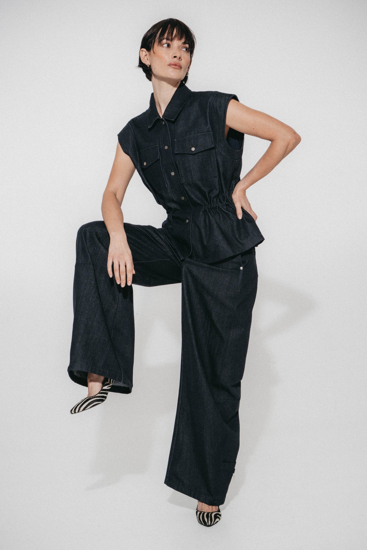 Eden indigo jeans vest | Dark Blue
