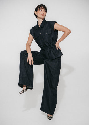 Eden indigo jeans vest | Dark Blue