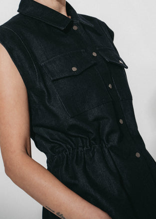 Eden indigo jeans vest | Dark Blue