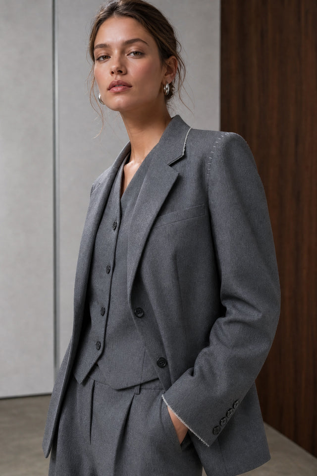 Eleni viscose basic blazer | Grey