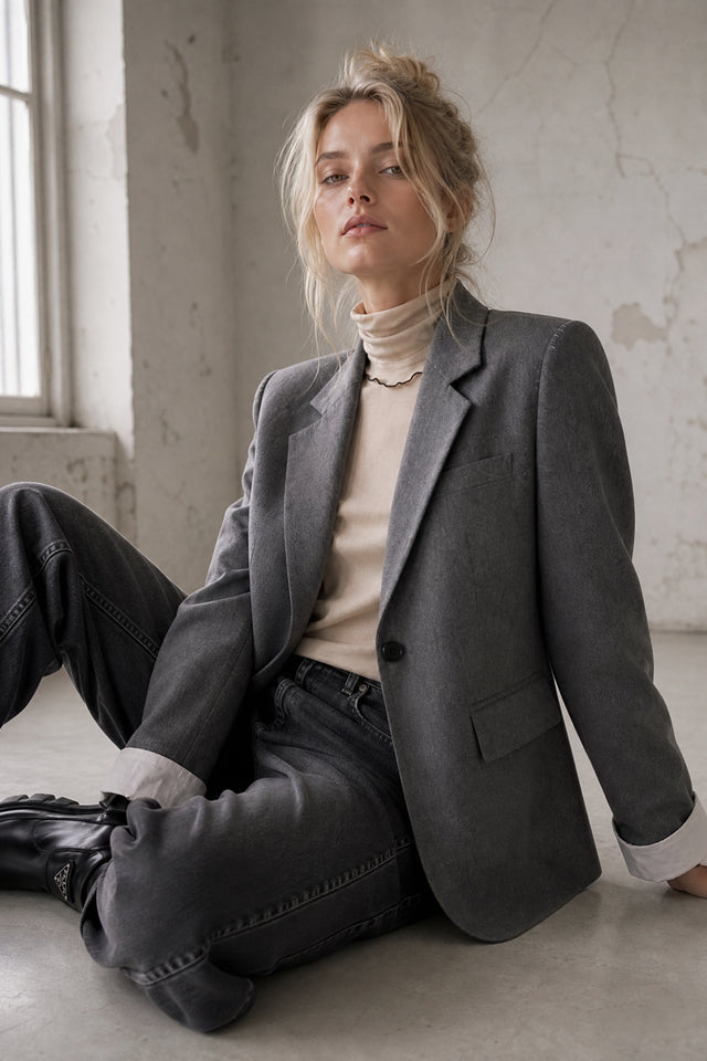 Eleni viscose basic blazer | Melange