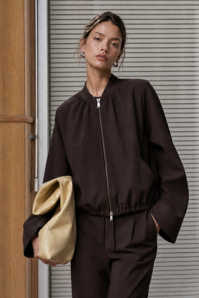 Eliana jacket technical jersey | Chocolate