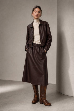 Elle eco leather skirt | Dark Brown