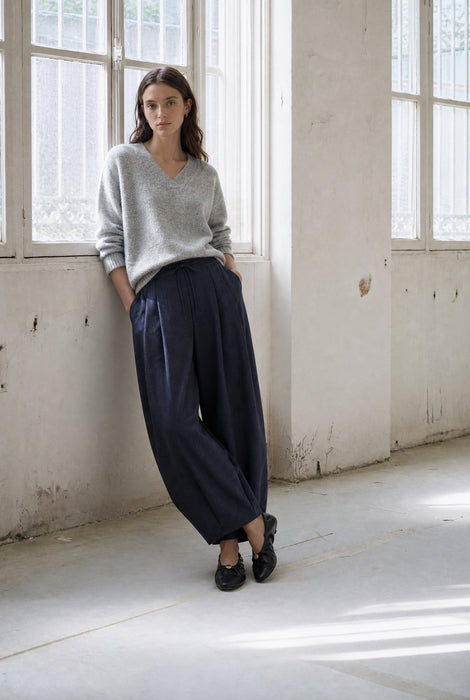 Elodie viscose blend barel pants | Blue Denim