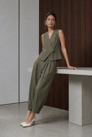 Elodie viscose blend barel pants | Brown