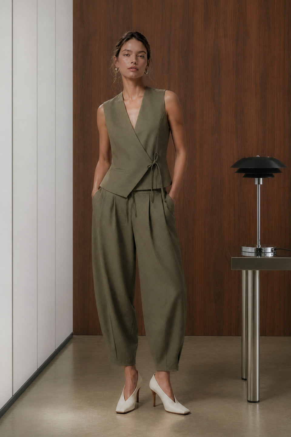 Elodie viscose blend barel pants | Brown