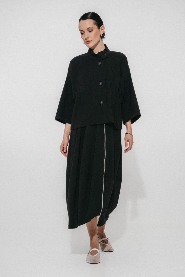Fancy zipper bengalina skirt | Black
