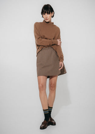 Flo check mini cottton skirt | Brown