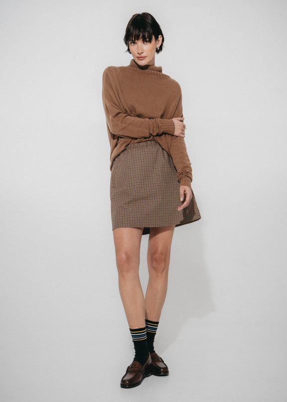 Flo check mini cottton skirt | Brown