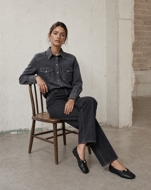 Jessie faded denim shirt | Faded Black