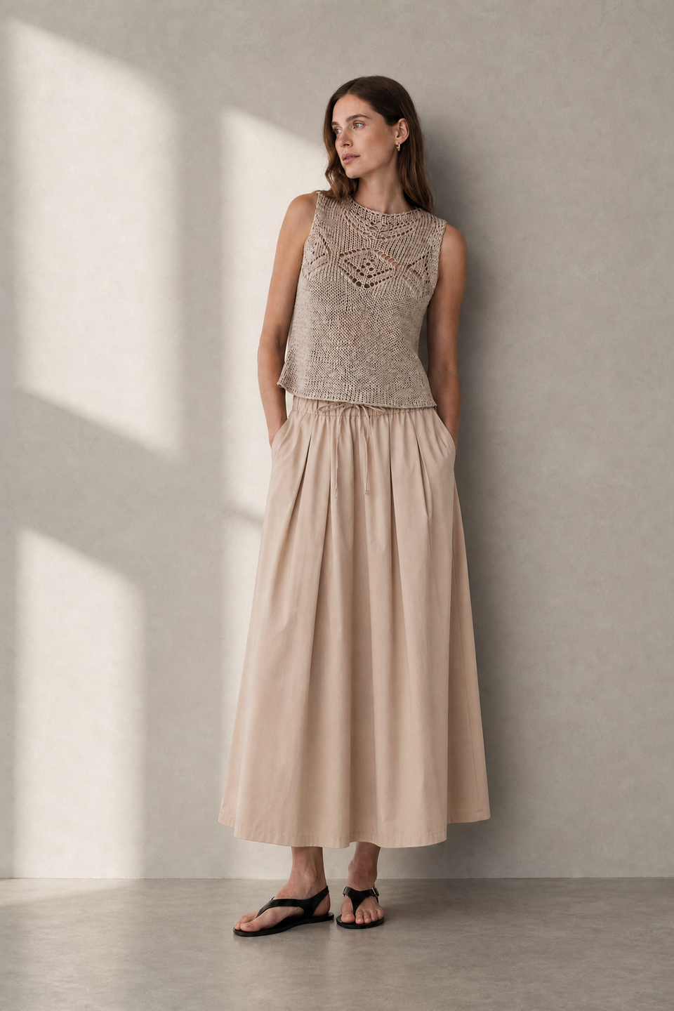 Poplin long skirt | Sabbia