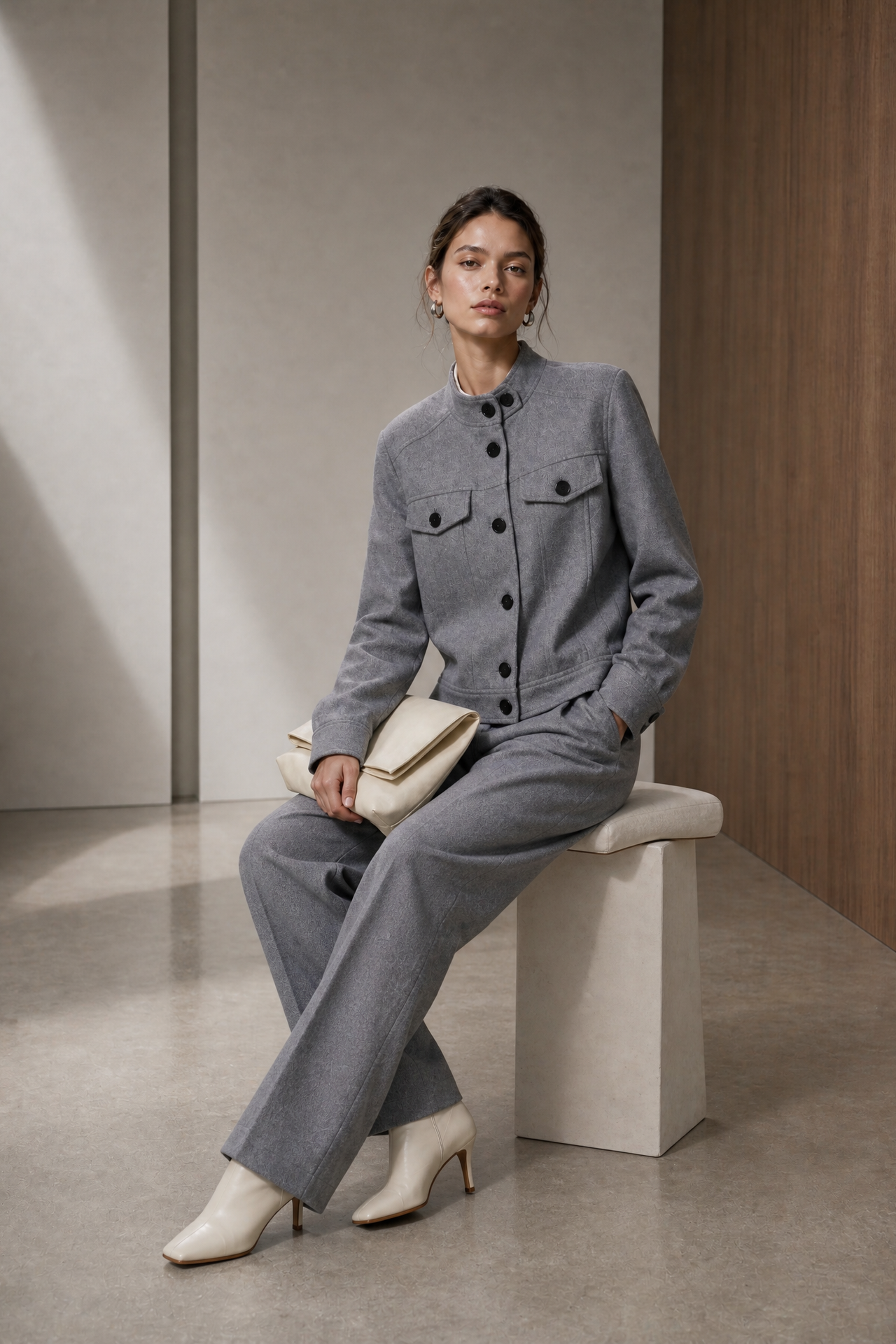 Ophelia viscose blend short jacket | Grey