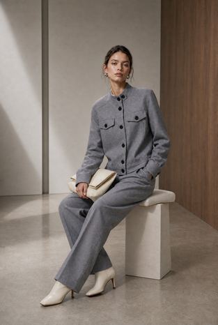 Ophelia viscose blend short jacket | Grey