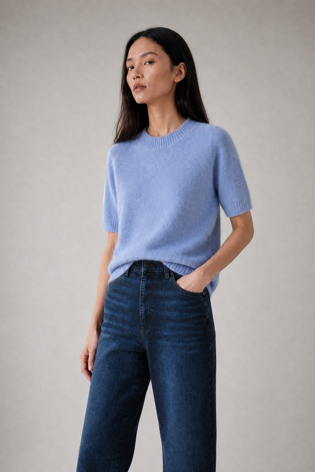 Alpaca knitted dyed top WP09 | Sky Blue