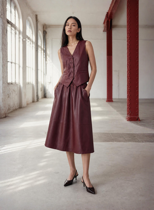 Elle eco leather skirt | Bordo