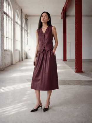 Arian eco leather vest | Bordo