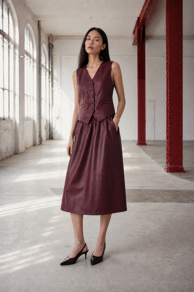 Arian eco leather vest | Bordo